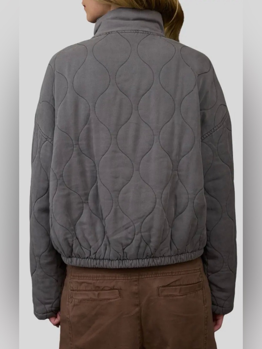 Altar'd State Quilted Tie-Front Puffer Jacket - Gray - Picture 3 of 6